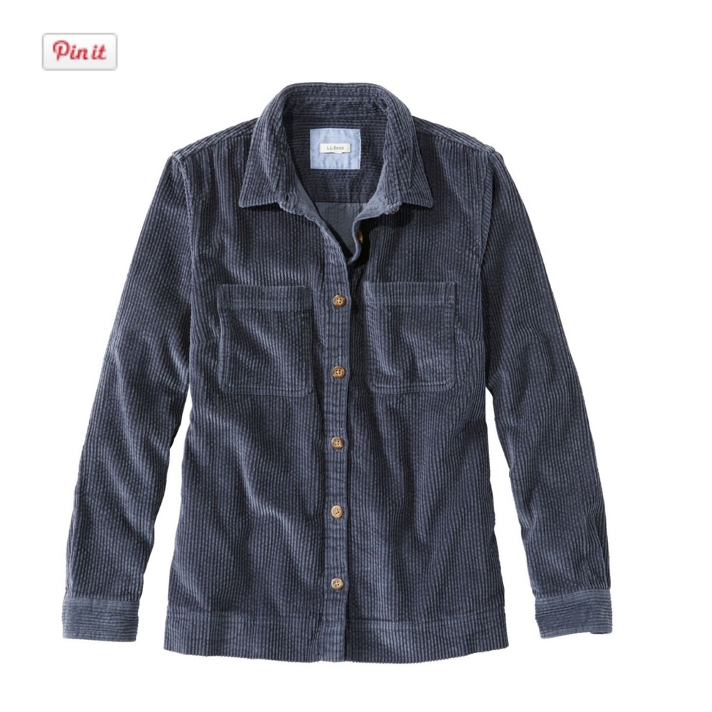 LL Bean Blue Corduroy Button-Up Shirt, size XS